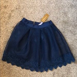 Navy Blue Knee Length Skirt